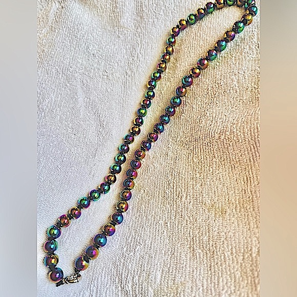 Rainbow hematite necklace beaded fits overhead wowza!colors 24" - Picture 6 of 6